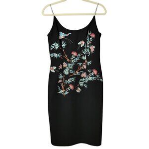 Donna Morgan Womens Black Floral Butterfly Embroidered Beaded Straps Dress 4